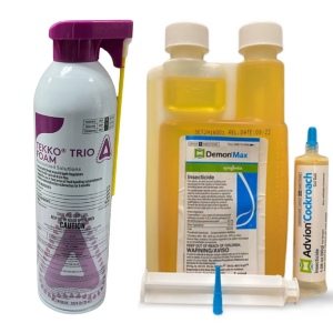 Demon Max, Tekko Trio Foam, advion Roach bait